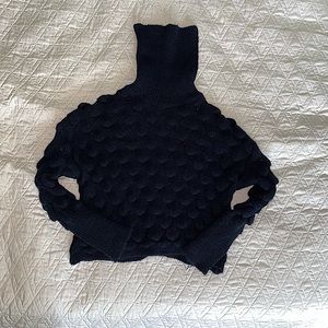 Turtle Neck Deep Navy Crop Sweater